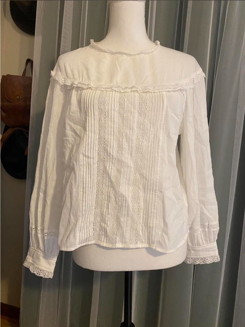 Current Elliott cotton gauze boho peasant Victorian style blouse